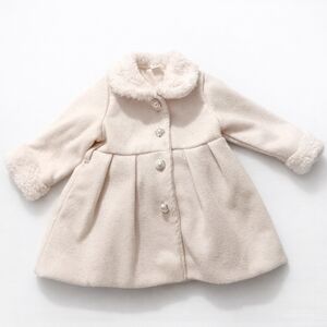 Elegant Cream Fur-Trimmed CoatBaby Girl Cream Wool-Look Coat 6-9 Months